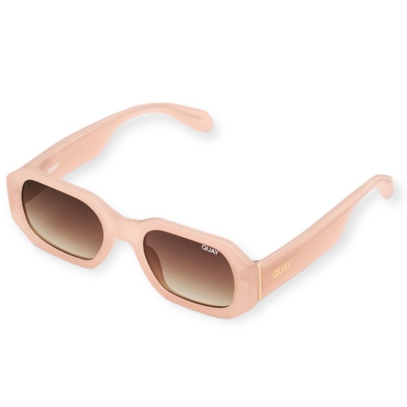 QUAY Hyped Up Sunglasses Milky Pink Frames Brown Gradient Lenses Unisex NWT - Picture 6 of 10